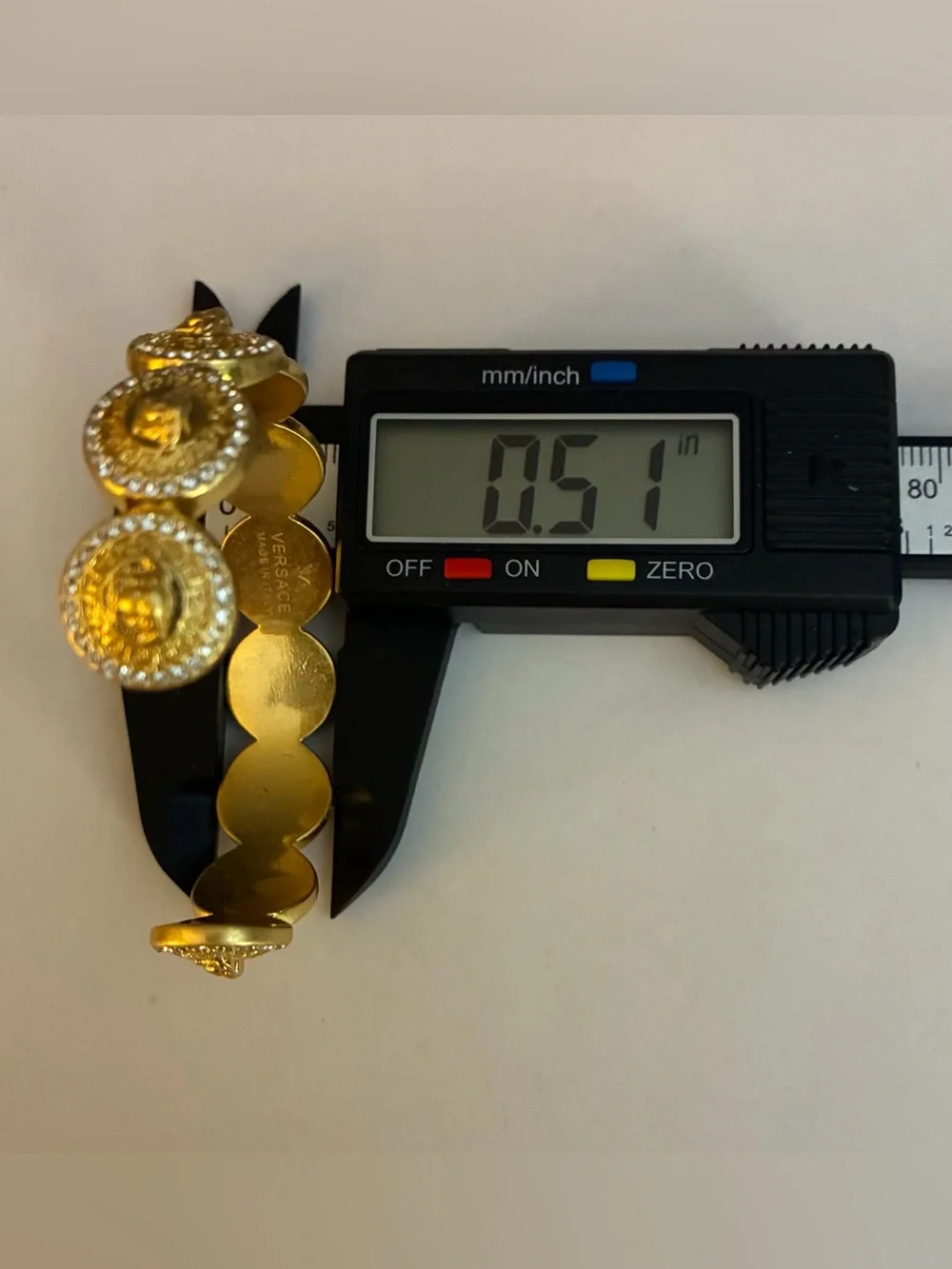 Versace Gold Medusa Crystal Greek Key Open Cuff Bracelet